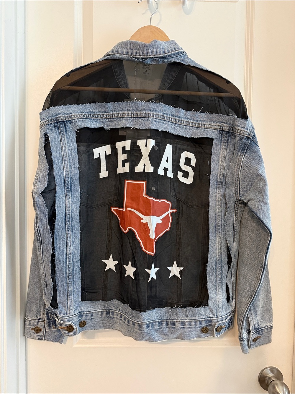 Gameday Couture  Texas Longhorn Denim Jacket - Black & Light Blue